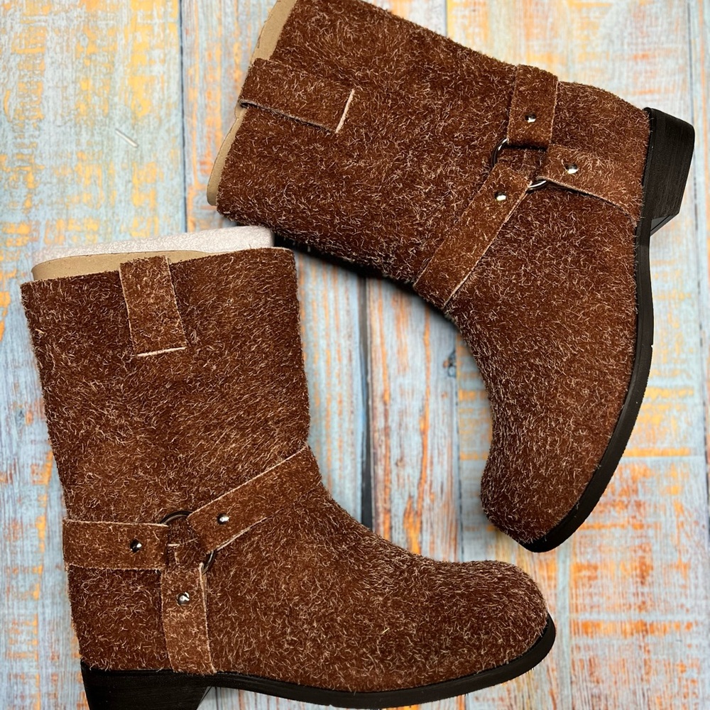 Brown Fuzzy Ankle Boots